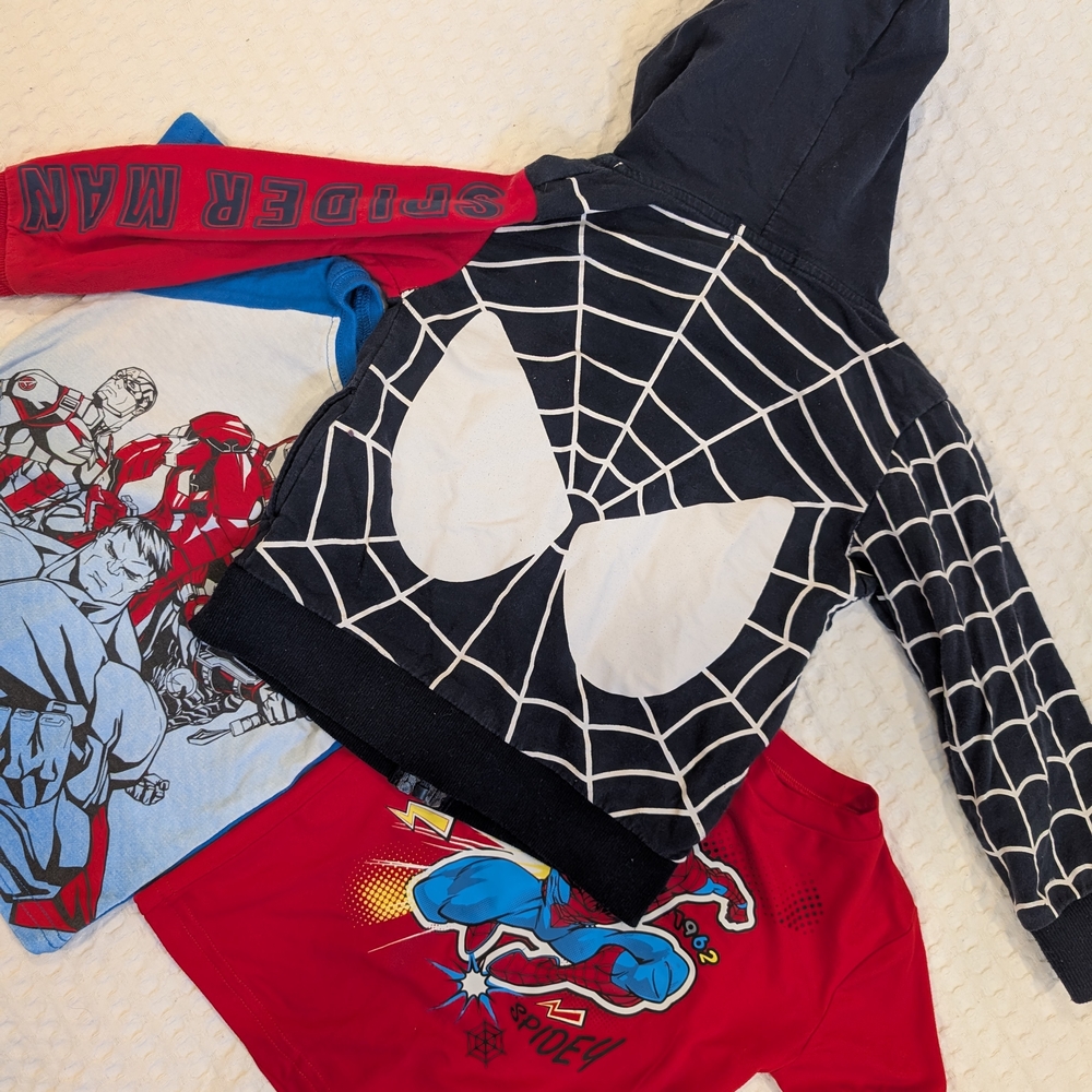 2T Spiderman Hoodie and Avengers Superhero T-shirts Bundle